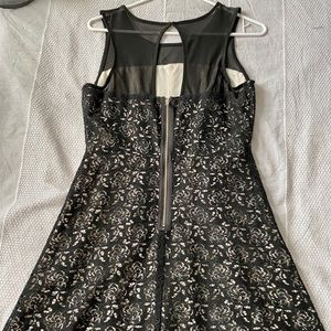 Black Keyhole Back and Mesh Lace Dress